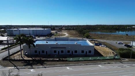 Aerial view of the completed Fort Myers Goddard School building