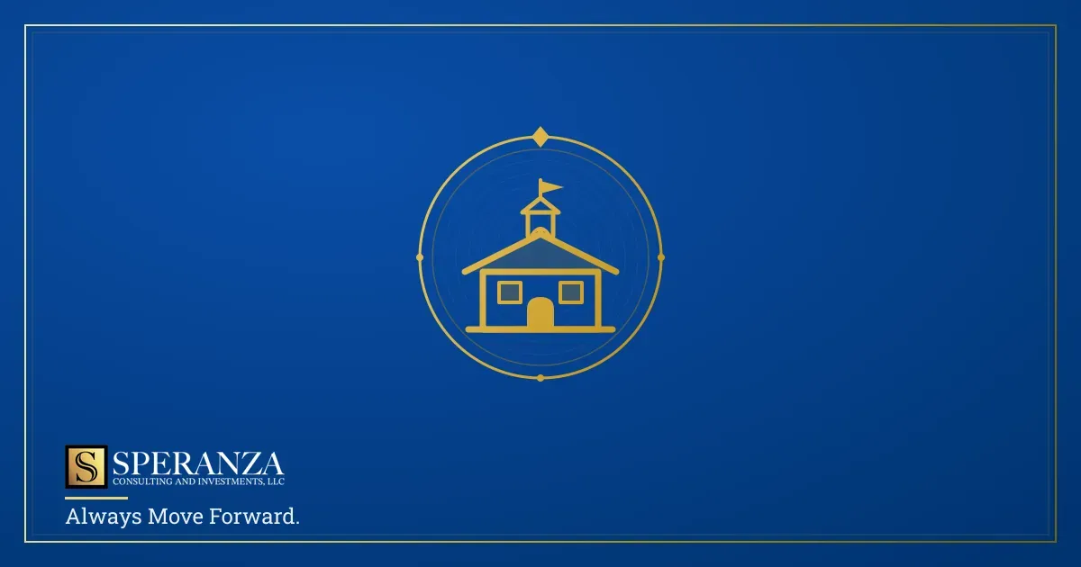 The Goddard School cost stack — franchise fee, real estate and build-out, and an 18-month working-capital buffer — Speranza Consulting and Investments